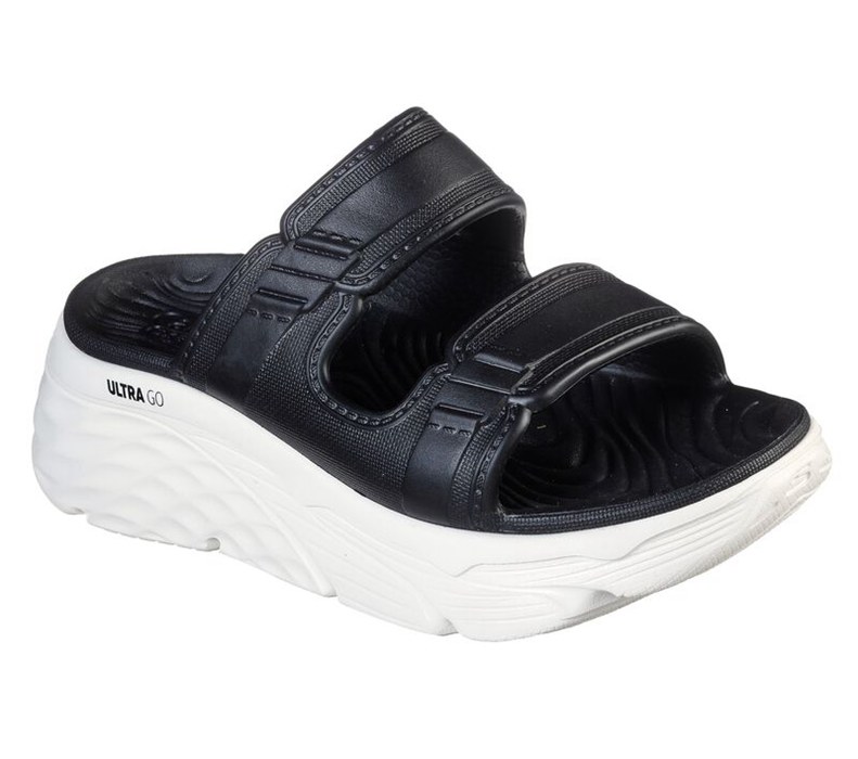 Skechers Dam Svarta/Vita Badtofflor - Cali Gear: Max Cushioning - Incite - Sverige (HTUYE-9145)